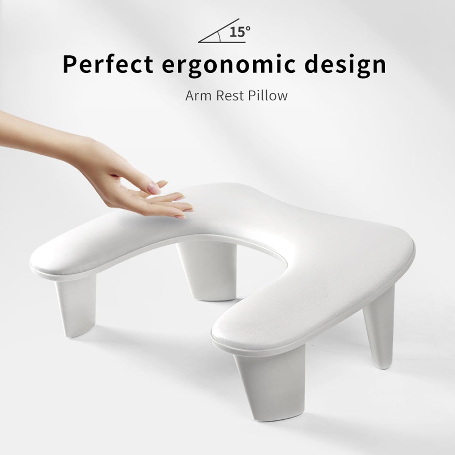 MUSILAN Nail Arm Rest for Nails Tech, White U Shaped - Comfortable Manicure Nail Hand Rest Pillow Cushion, PU Leather Nail Armrest Stand for Acrylic Nail Art Tech, Quick Installation Nail Arm Rest