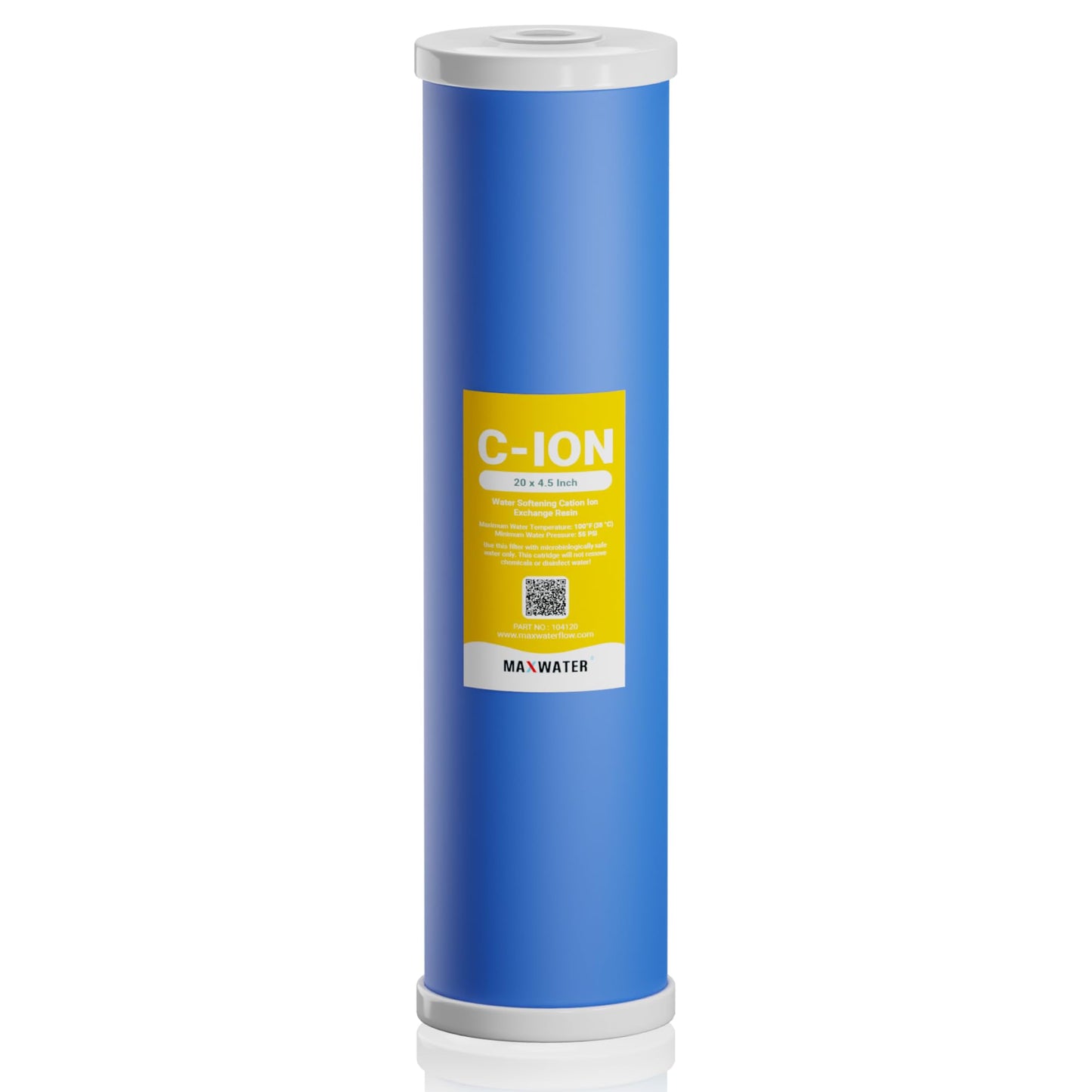 (1 Pack) Calcium, Magnesium TDS Hardness Reduction Water Softening 20" x 4.5" Cation Resin Filters Compatible with 20" BB Whole House Water Filter Systems