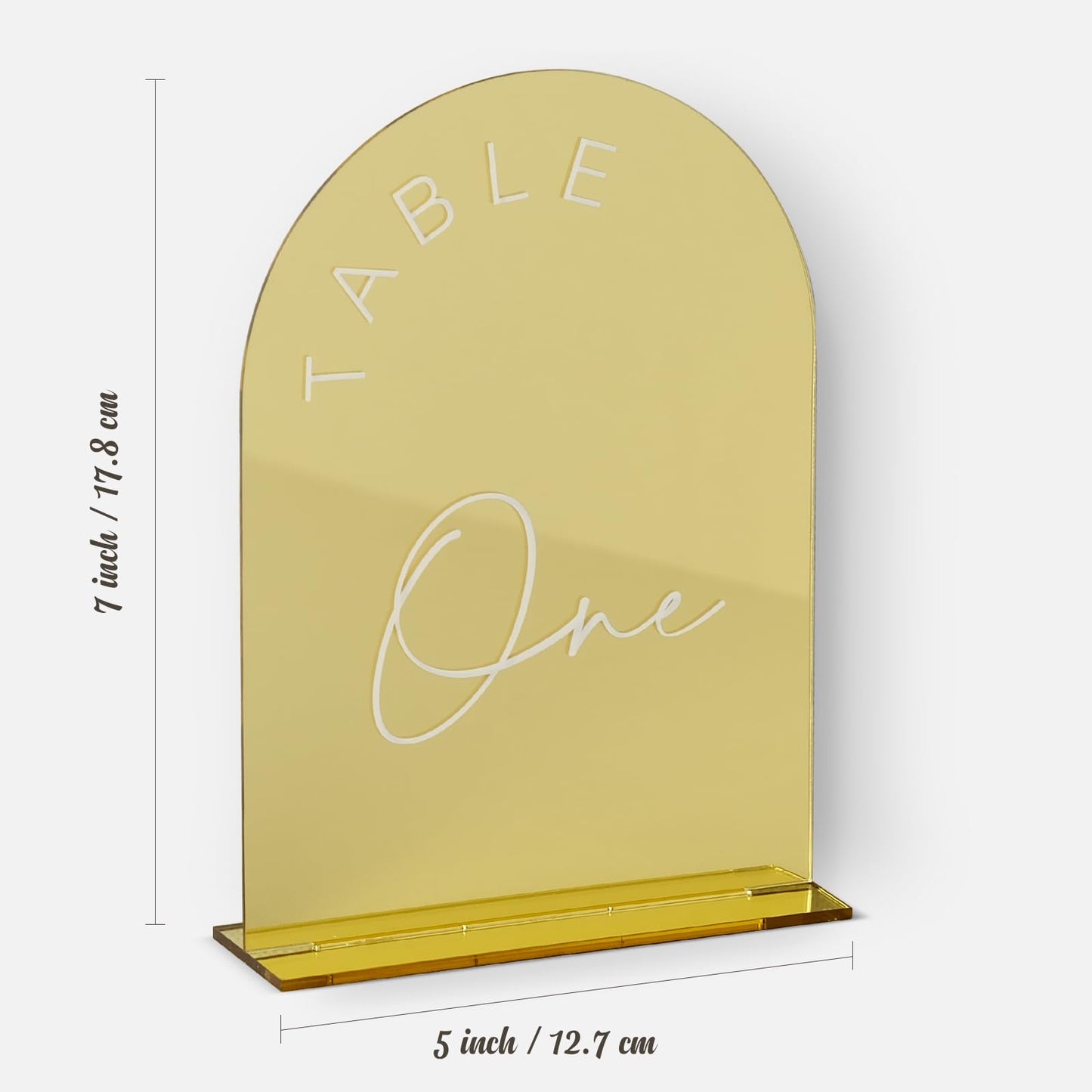 Gold Mirrored Arch Wedding Table Numbers with Stands 1-30, 5x7 Inch Acrylic Arch Sign with Holder, Gold Arch Acrylic Table Numbers for Wedding Reception Table Centerpiece Decoration(Gold Mirror, Table