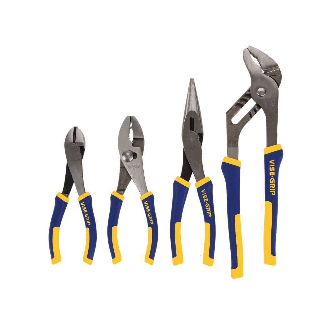 Irwin 2078707 Pro 4-Piece 6-Inch Diagonal, 6-Inch Slip Joint, 8-Inch Long Nose and 10-Inch Groove Joint Plier Tray Set