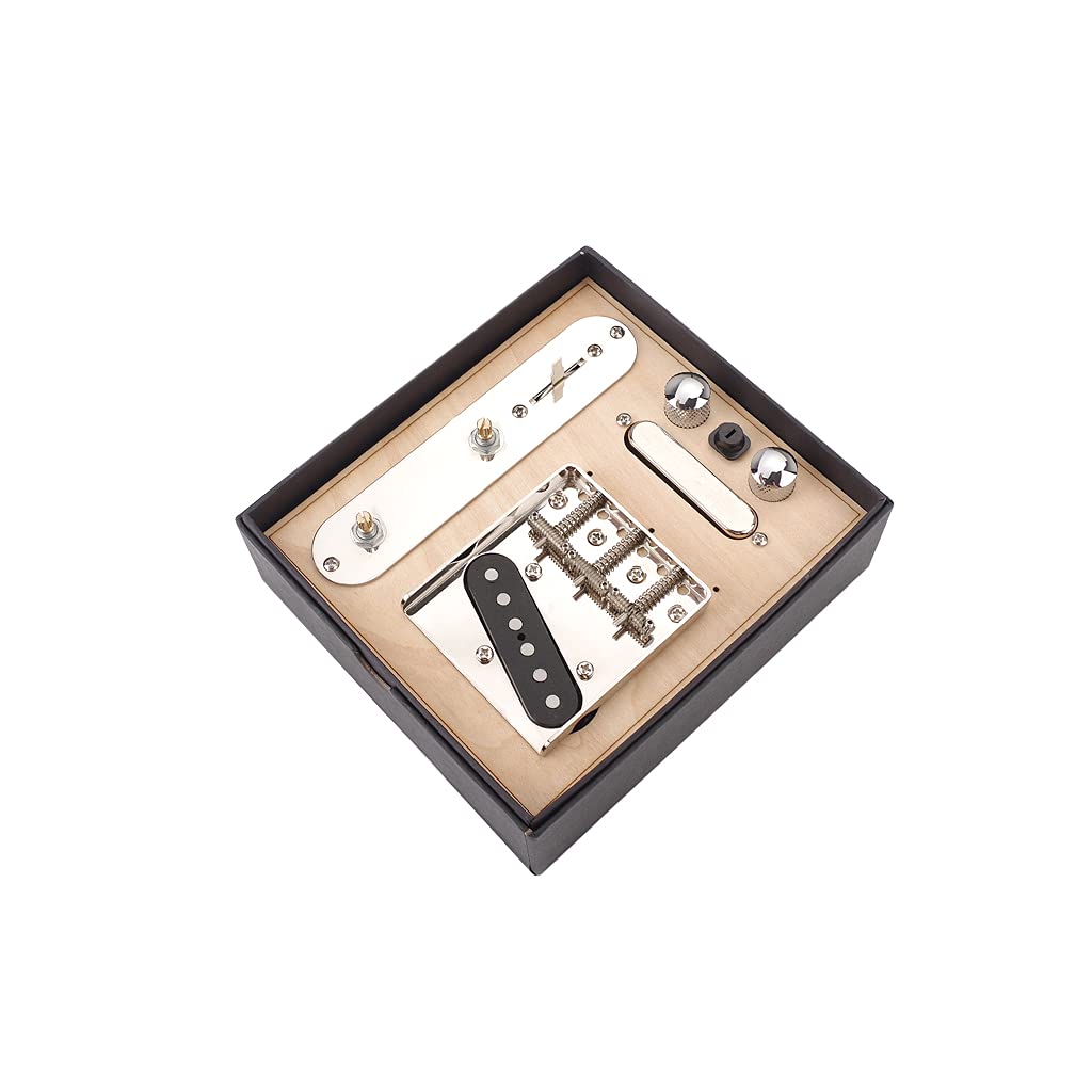 Alnicov Electric Guitar Prewired Threaded Saddle Bridge Plate Loaded Pickups,3-way Switch Control Plate with Tone Volume Knobs,Neck Pickup Set for Telecaster TL Electric Guitar