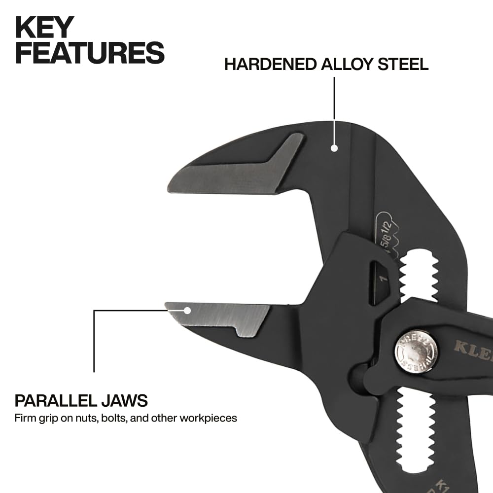 Klein Tools D53110 Compact Plier Wrench, High Leverage Multi-Use Adjustable Plier Wrench with Smooth Jaws, 10-Inch