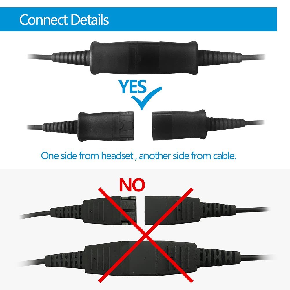 Telephone-Headset Microphone Noise-Cancelling Headphone QD - Quick Disconnect Call Center Headset with RJ09 Cables Compatible with Polycom-Yealink-GXP-Snom-Fanvil-Aastra-Mitel-Digium Phones