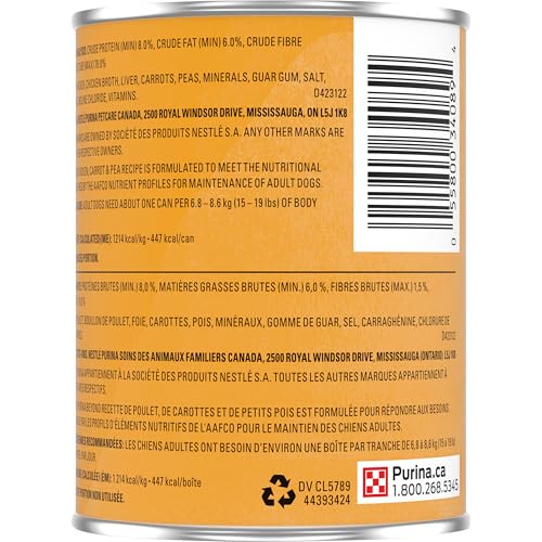 Beyond Natural Wet Dog Food, Chicken, Carrot & Pea Ground Entree - 368 g Can (12 Pack)
