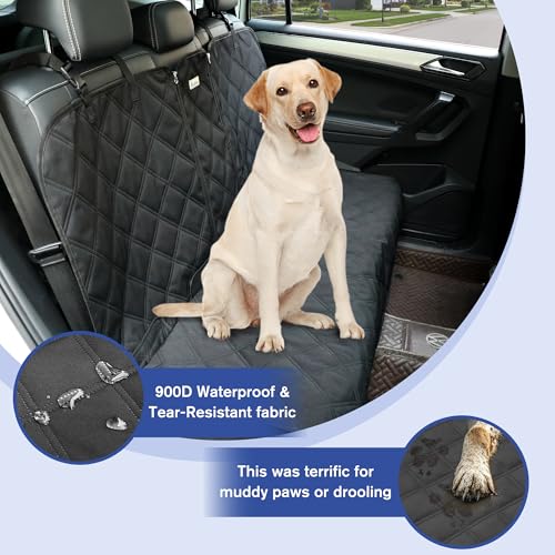 ALLANSING Back Seat Cover 60/40 Split Bench for Cars,Trucks,SUVs - Waterproof Easy Cleanup Car Seat Protector Great for Messy Kids and Drooling Pet Dogs(Black)
