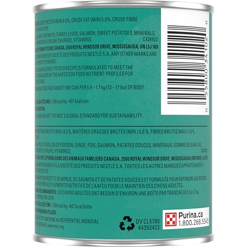 Beyond Natural Wet Dog Food, Alaskan Cod, Salmon & Sweet Potato Ground Entree - 368 g Can (12 Pack)