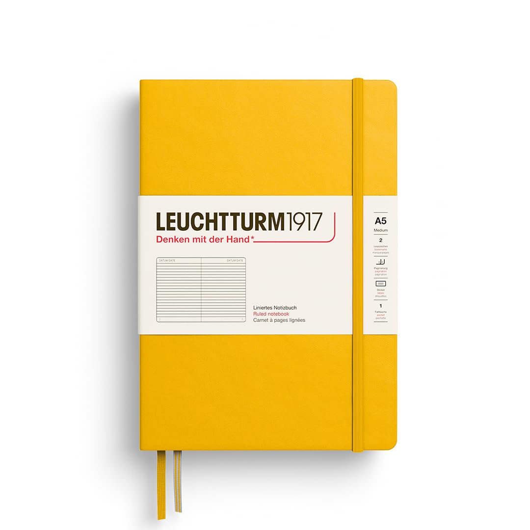 LEUCHTTURM1917 - Notebook Hardcover Medium A5-251 Numbered Pages for Writing and Journaling (Ruled Paper, Sunflowe)