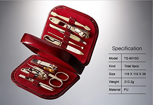 World No. 1, Three Seven 777 Travel Manicure Pedicure Grooming Kit Set (Total 9 PC, Model: TS-8010G),Personal Nail care, Stainless steel- Made in Korea, Since 1975