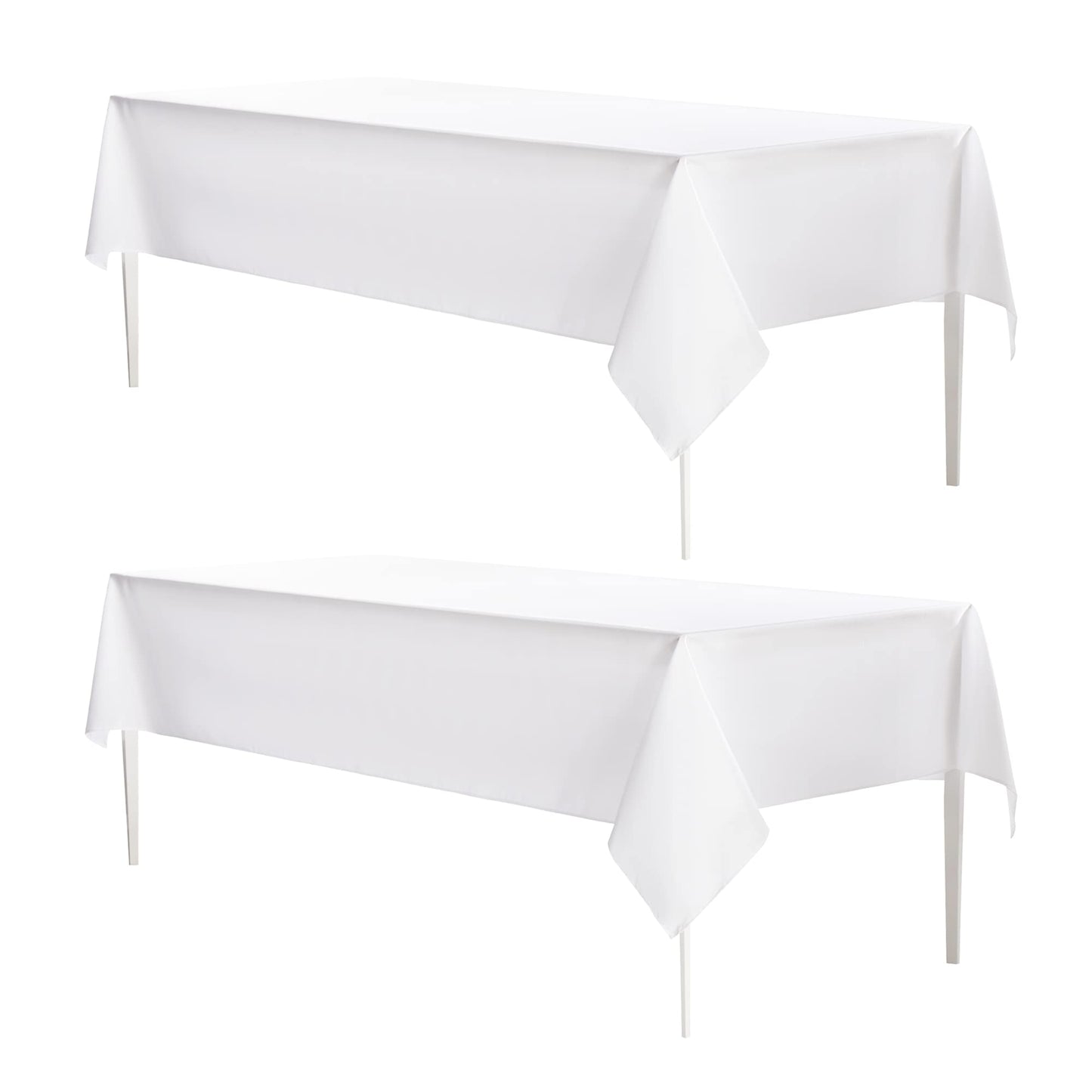 MYSKY HOME 2 Pack White Table Cloths Rectangular 60x120 Inch Nappe de Table Rectangulaire Table Cloth Machine Washable Polyester Table Cover for Dining Buffet Parties Picnic Weddings
