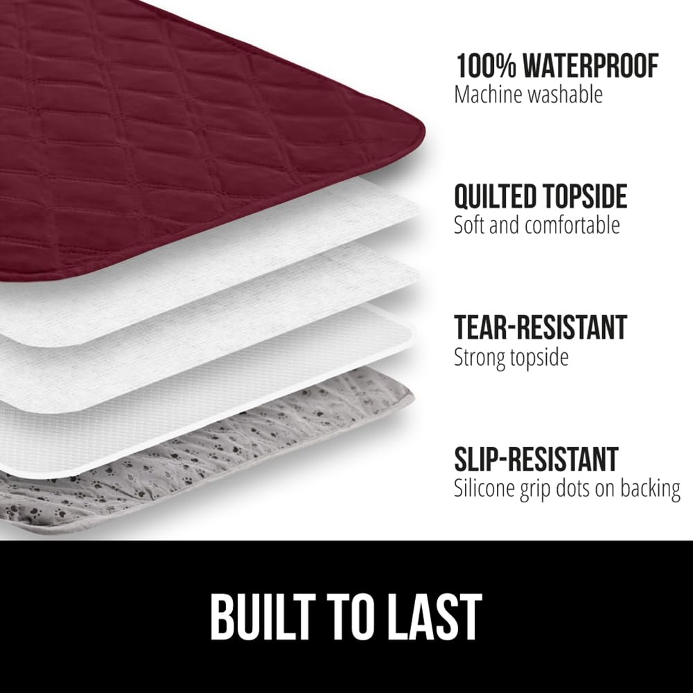 GORILLA GRIP Waterproof Dog Bed Cover, Pet Blanket for Furniture, Sofa, Couch, Crate, Car, Sofa Throw Essential for Cats and Dogs, Tear and Slip Resistant Leakproof Cushion Cover, 30x70 Burgundy
