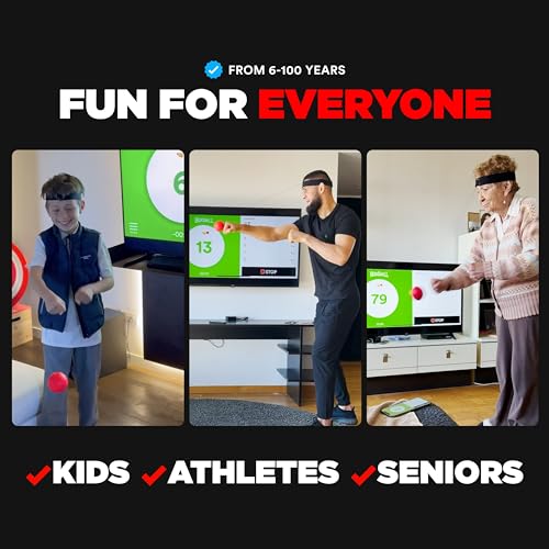 Boxbollen Original Complete Set with The Boxball App License (iOS & Android) - Fun Sports Game Workout for All Ages Burn Calories, Boost Hand-Eye Coordination Cognitive Fitness 2023 Edition Red