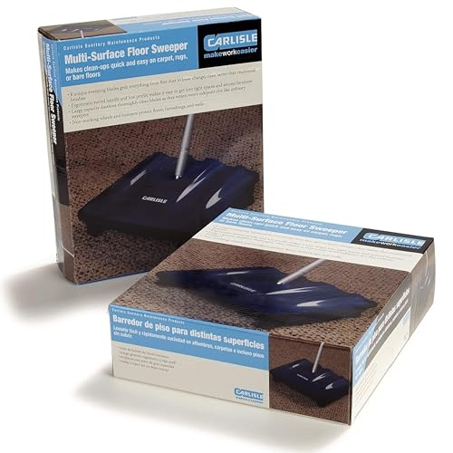 Carlisle FoodService Products Duo-Sweep Plastic Floor Sweeper, Surface Sweeper for Cleaning, 9.5 Inches, Blue