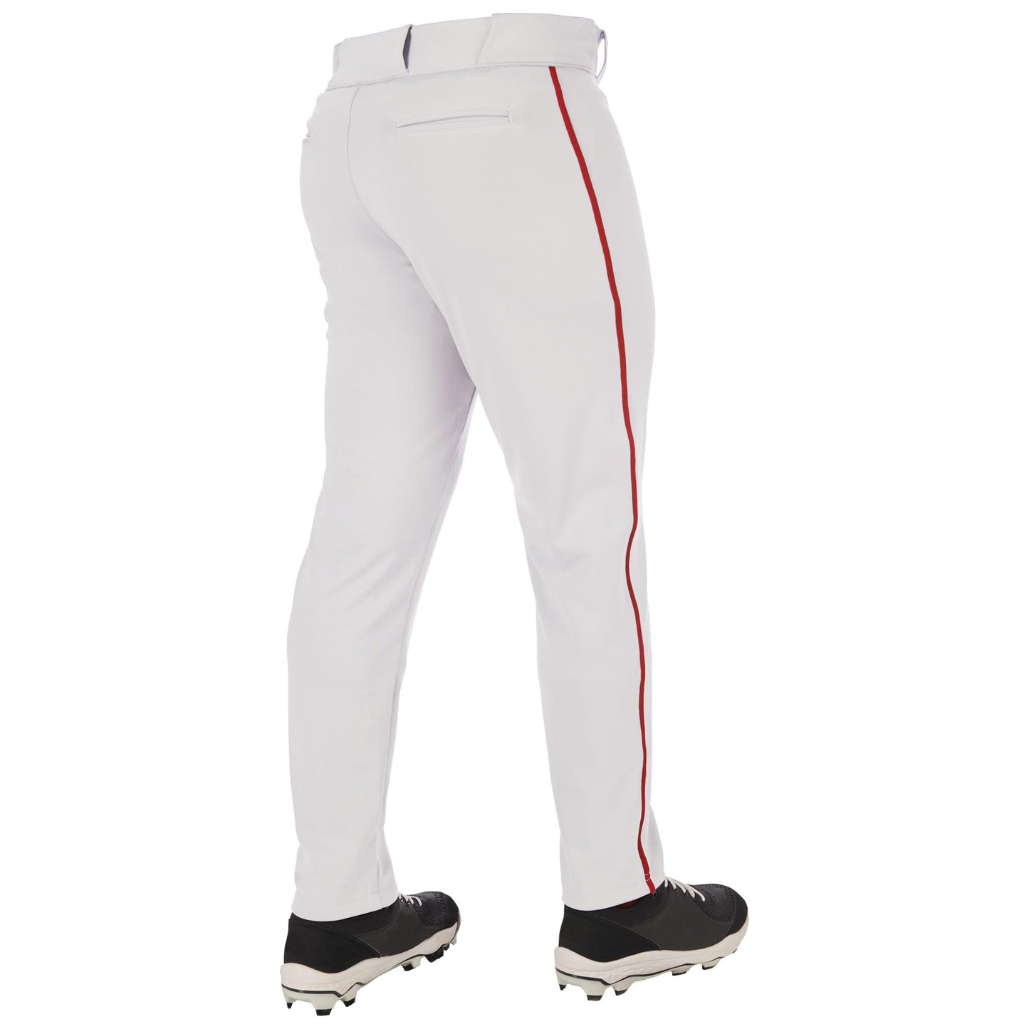 CHAMPRO Men's Triple Crown 2.0 Tapered Bottom Baseball Pants with Braid White/Scarlet