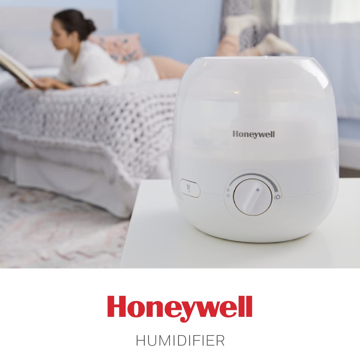 Honeywell HUL525WC Mini Mist™ Ultrasonic Cool Humidifier, White, With Essential Oil Tray, Variable Output Control, Auto Shut-off, Ultra Quiet Operation, Directional Outlet, Visible Mist