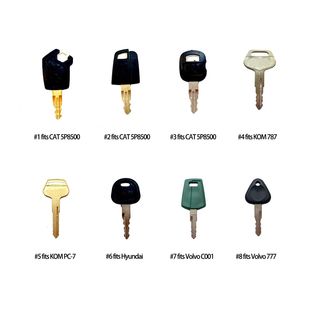 24 Construction Ignition Keys/Heavy Equipment Key Set Compatible with Volvo Caterpillar Komatsu Case Kubota JCB Bobcat Hitachi