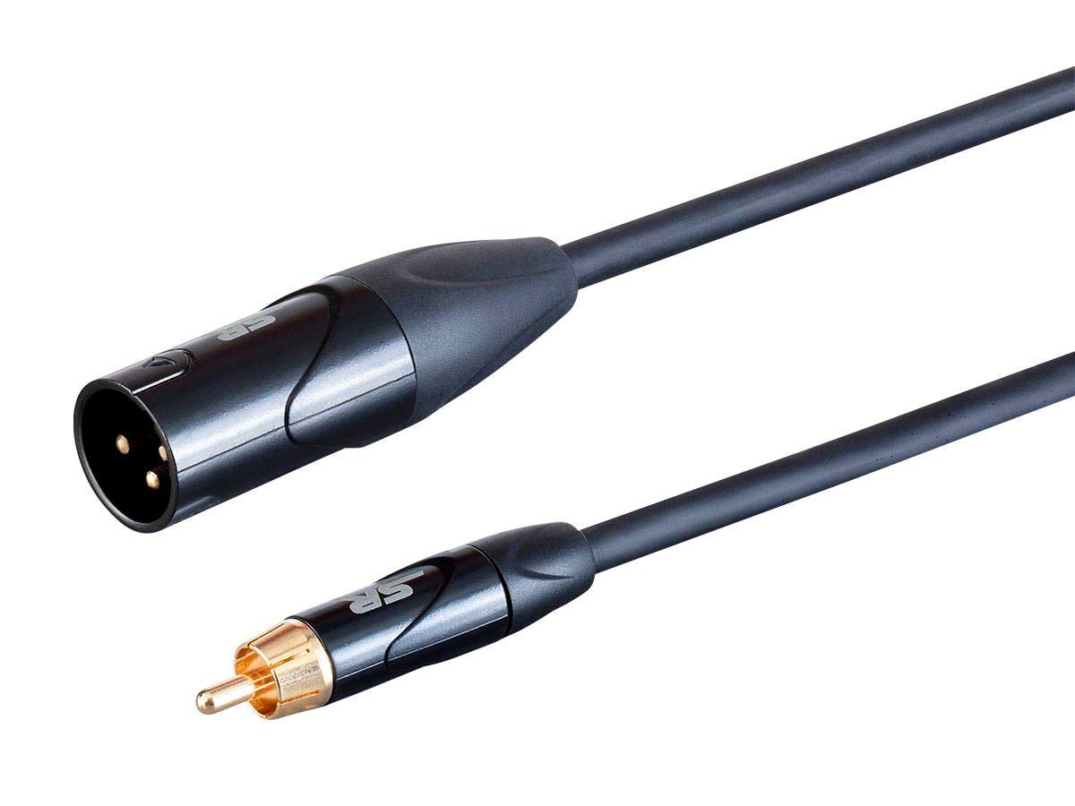 Monoprice XLR Male to RCA Male - 1 Feet - Black, Heavy Gauge 24AWG On Tour Cables, Gold Plated Connectors - Stage Right Series (135811)