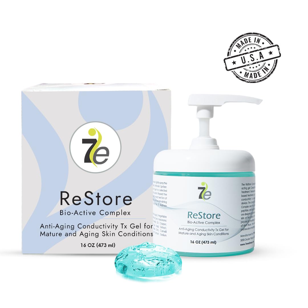 7E Wellness Myolift Restore Conductive Gel with Bio-Active Complex - 16oz - Facial Skin Care Products with Green Tea Extract, Hyaluronic Acid&Collagen Peptides,Anti Aging &Skin Tightening 16oz-Pack 1