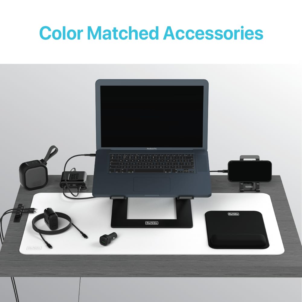 BLACK+DECKER Laptop Stand for Desk - Ergonomic Laptop Stand for Desk - Laptop Riser Compatible with MacBook Notebook Computer - Laptop Holder Computer Stand - Laptop Accessories