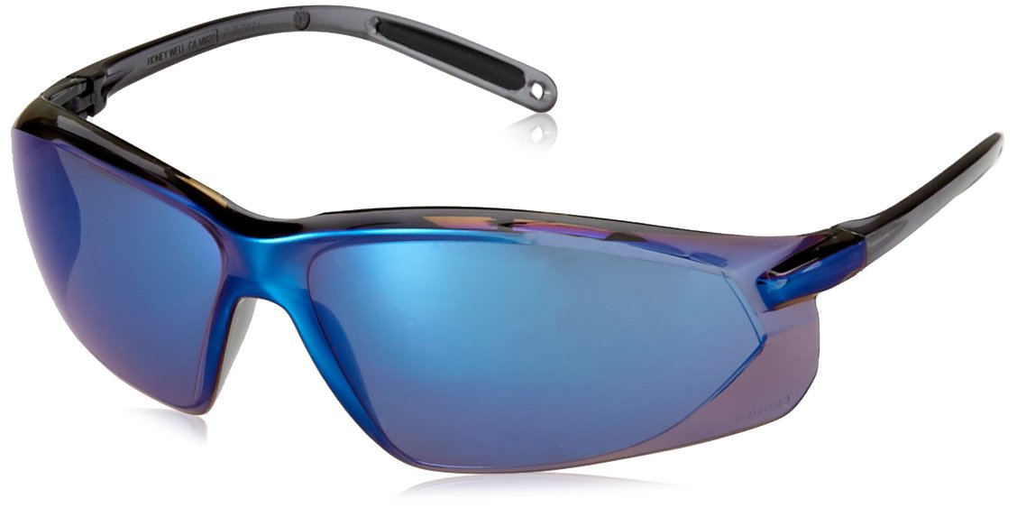 Honeywell A703 A700 Series Eye Protection Safety Glasses, Gray Frame, Blue Mirror Lens (Pack of 10)