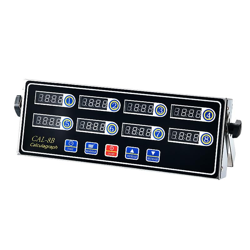 Kitchen Timers for Cooking,8 Channel Commercial Kitchen Timer Restaurant Digital Timer Clock Stainless Steel LED Timer with Reminder Function Loud Alarm Adjustable Volume