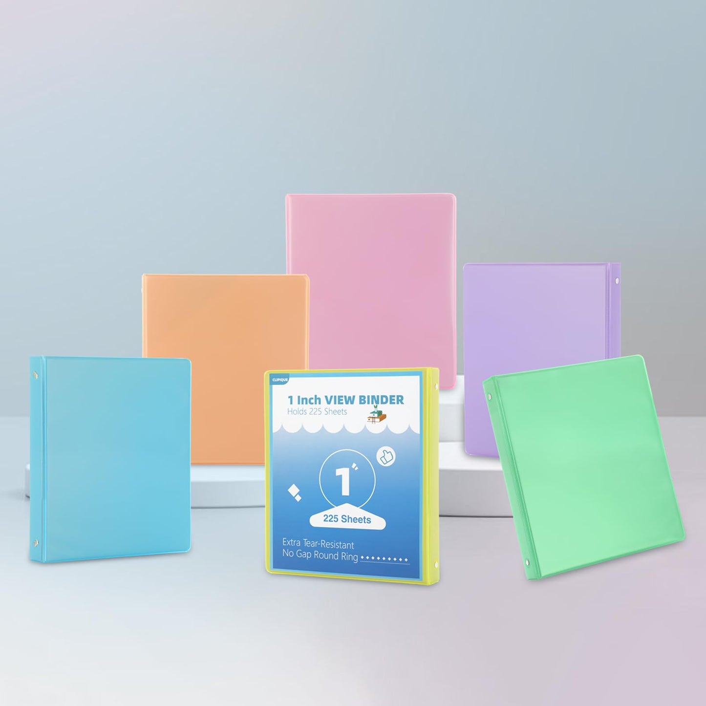 1 Inch Binders 3 Ring,6 Pack Three Ring Binder with 2 Pockets,PVC-Free,Customizable Clear View Cover for 8.5 x 11'' Letter Size Papers, Round Ring, Ideal for School, Office Supplies