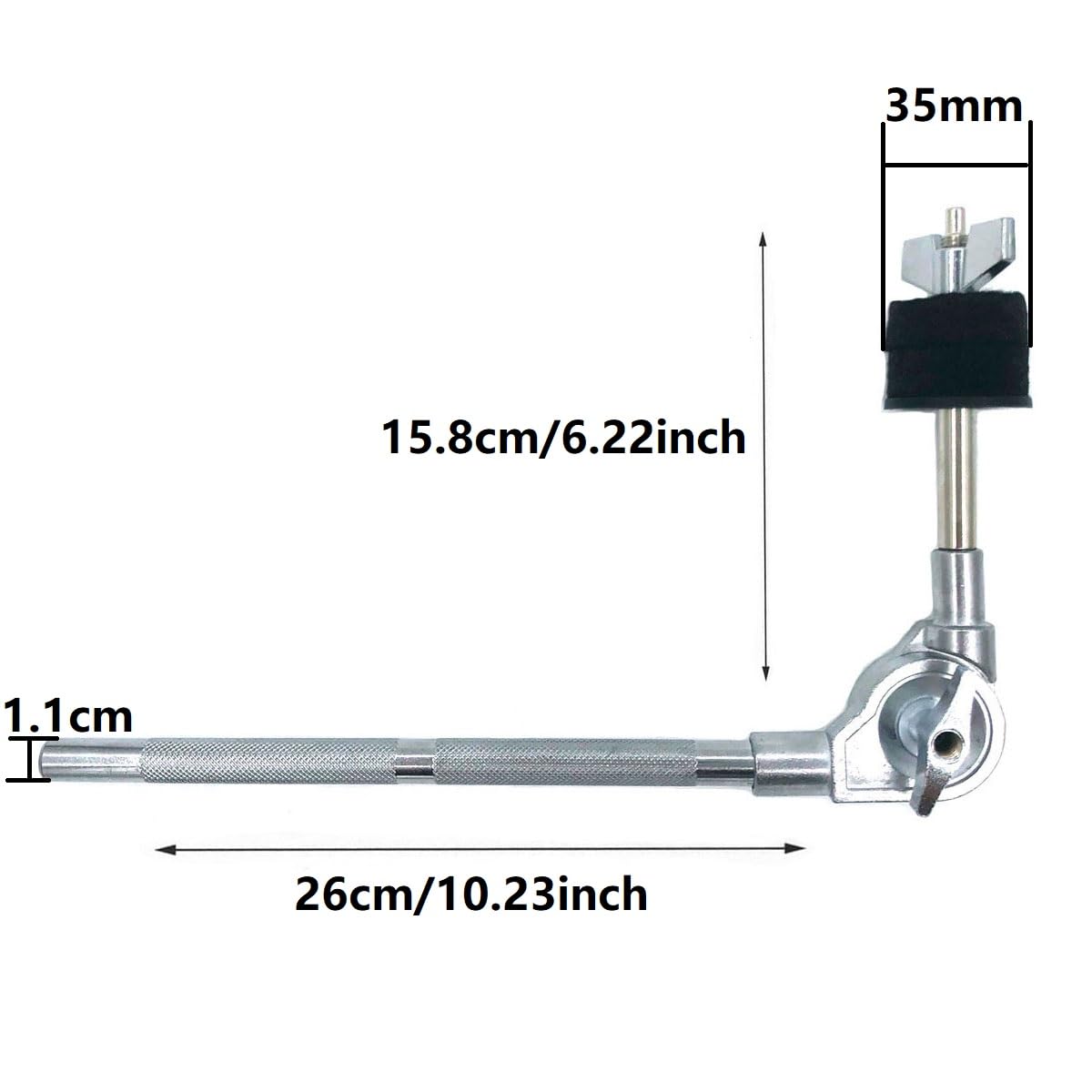 TUOREN Cymbal Boom Arm Holder Attachment 10.2 inch Percussion Straight Cymbal Arm Adjustable Cymbal Mount Arm Cymbal Extension Mounting Attachment for Cymbal Stand Drum Set Hardware Accessories