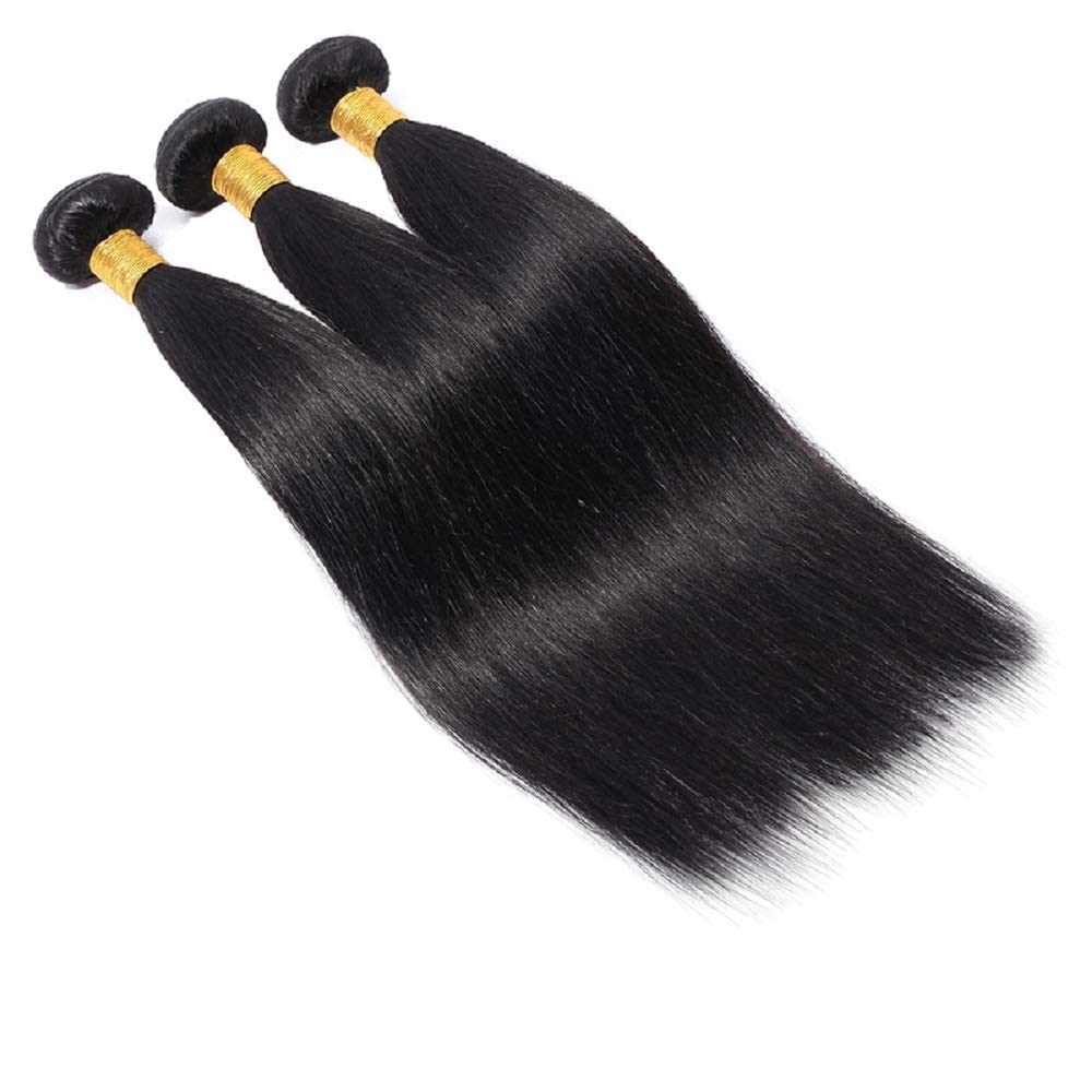 Brazilian Straight Human Hair Bundles (10 12 14 Inch) 100% Unprocessed Remy Virgin Human Hair Extensions for Women 8A Straight Bundles Human Hair Tissage Cheveux Brésilienne Straight Weave Bundles Natural Color