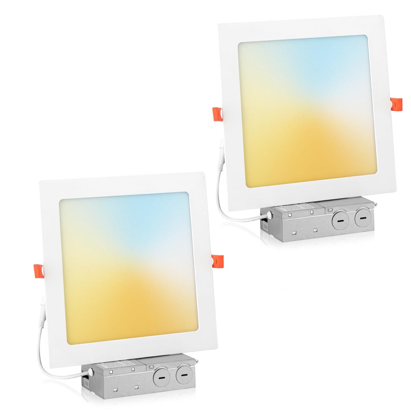 Vtuik 2 Pack 8 Inch Square LED Recessed Pot Lights 5CCT Selectable for Kitchen Retrofit, Slim Canless Ceiling Wafer Downlight IC Rated for Bathroom, 18W Dimmable 1440LM for Porch ETL FCC