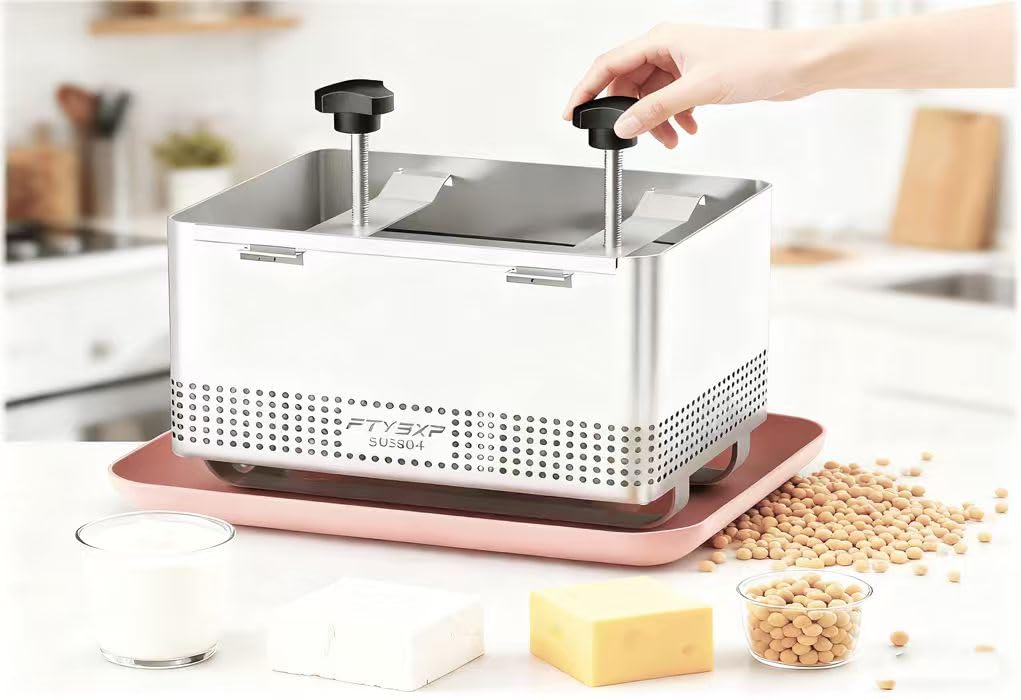 Tofu Press -304 Stainless Steel Cheese Press, Paneer Make and Vegetarian Tofu Press, Heavy Pressure Adjustable,BPA Free, Dishwasher Safe for tofu Maker and ham Press,Meat Pressing (XL)