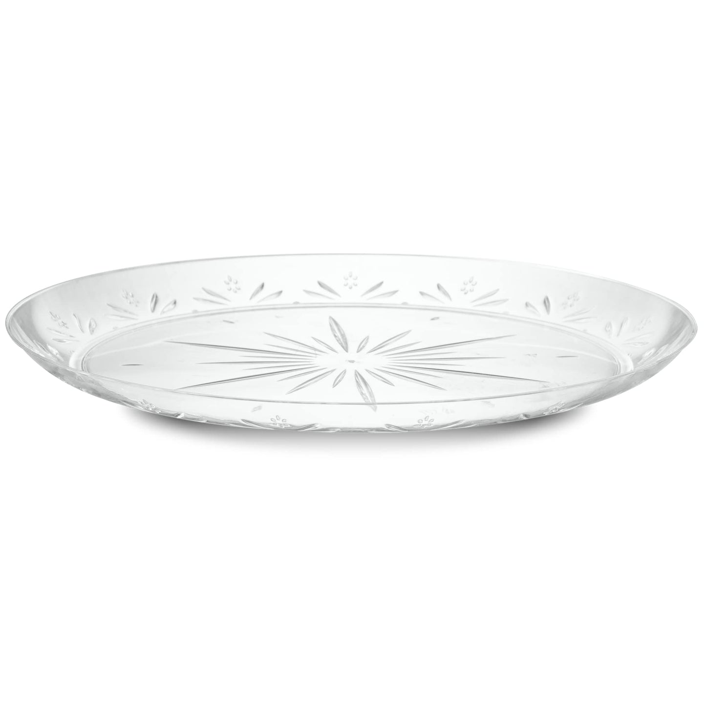 PLASTICPRO 10'' inch Premium Extra large Heavy Weight Crystal Clear Disposable Plastic Dinnerware Party Plates or Platter Pack of 40