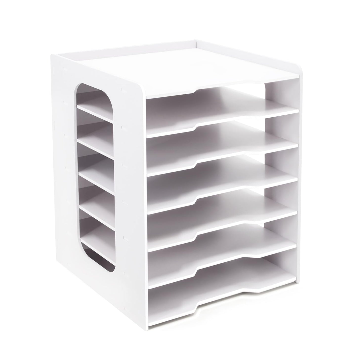 SONGWAY Scrapbook Paper Organizer 12x12-7 Tier File Organizer for Desk, 12x12 Stackable Scrapbook Paper Storage Trays, Desktop File Storage Cube for Home Office School