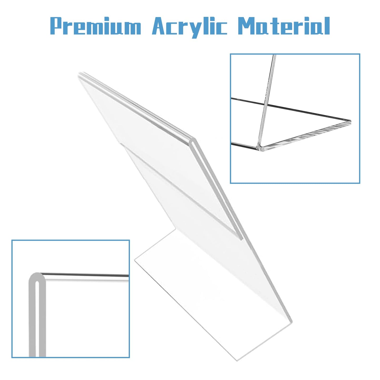 Daofary Acrylic Sign Holder 8.5 x 11, 8 Pack L Shape Clear Plastic Display Stand, Slanted Back Picture Frame Menu Flyer Paper Display Stand up Table Top Sign Holders for Restaurant, Office and School
