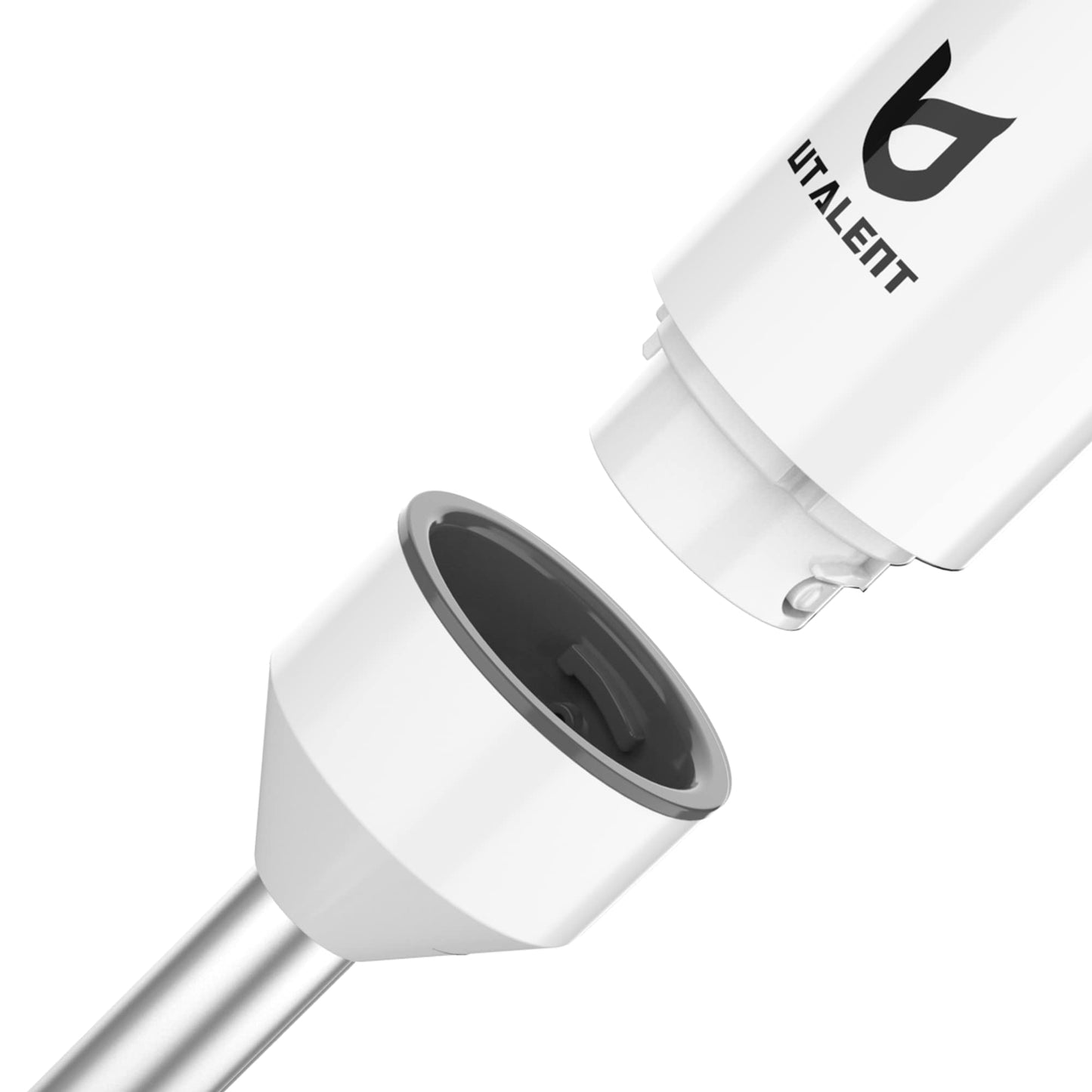 Cordless Hand Blender, UTALENT Variable Speed Immersion Blender handheld Rechargeable, with USB-C Charging Cable, Egg Whisk, for Smoothies, Milkshakes, Hummus and Soups – White