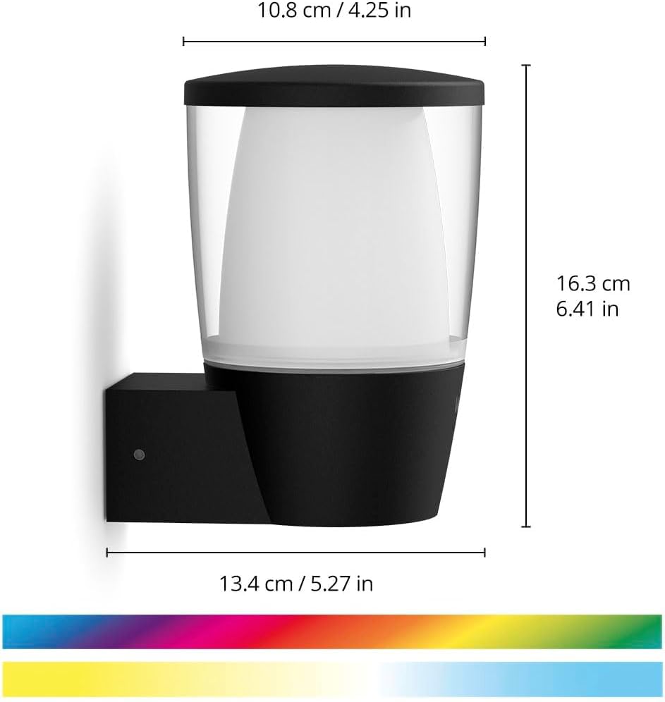 WiZ Connected Outdoor Light Fixture - Smart Wi-Fi Wall Light - Outdoor LED Porch Light - 16 Million Colors - Compatible with Alexa, Google Assistant - Bluetooth Compatible - No Hub Required - 1 Pack