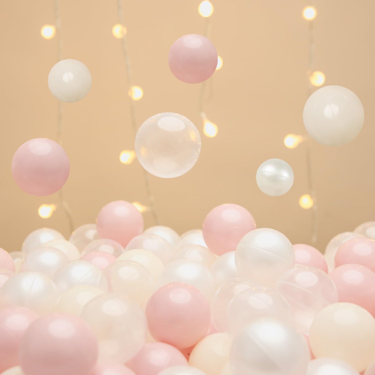 Ball Pit Balls for Toddlers 2.4 in, 100 Balls BPA Free Phthalate Free Non-Toxic Play Plastic Balls for Baby Kids Party Tent Party, Pink Pearl White