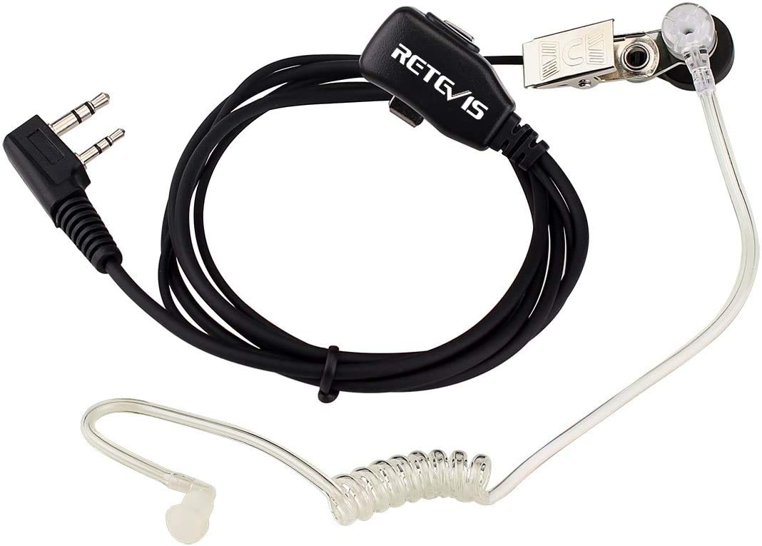 Retevis Walkie Talkie Headset 2 Pin PTT MIC Covert Acoustic Tube Secret Service Earpiece for Kenwood Radio Baofeng UV-5R Retevis RT27 H-777 RT22 Two Way Radios (10 Pack)
