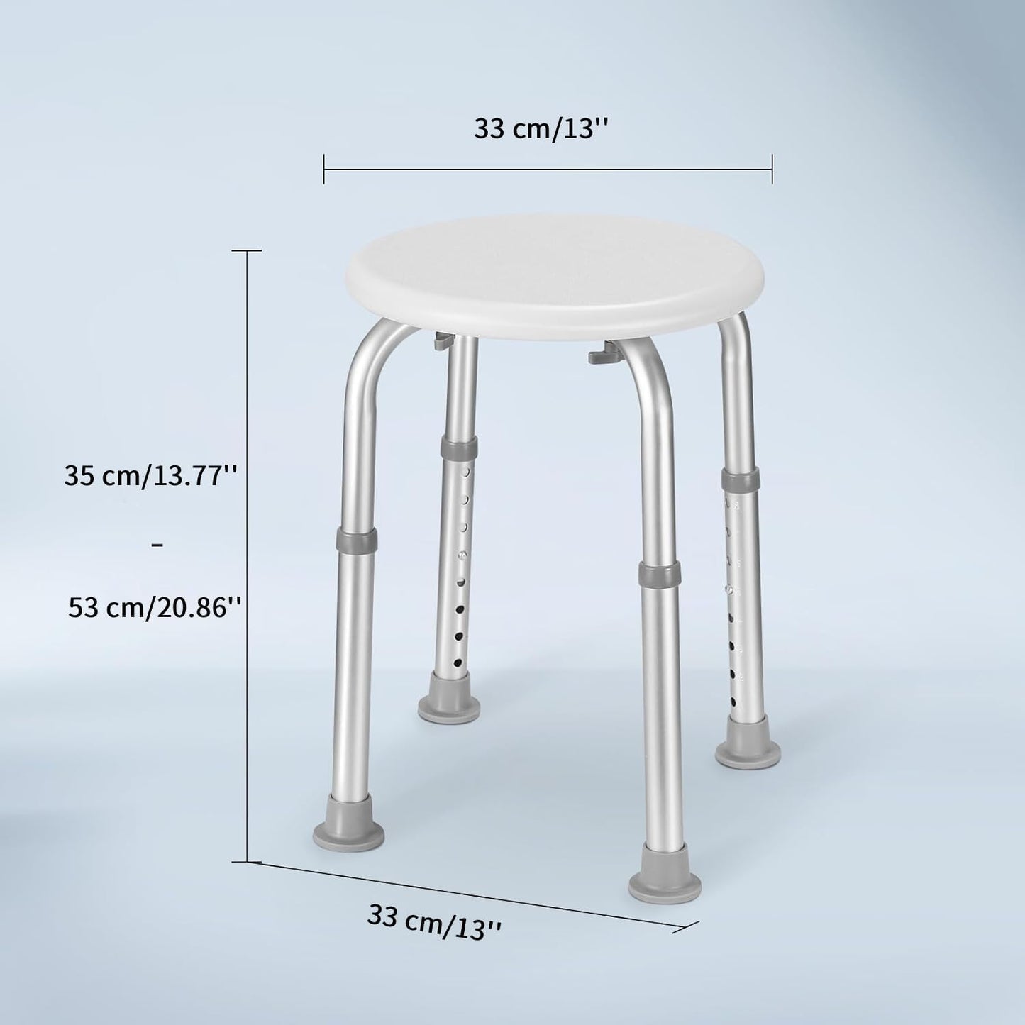 Careboda Adjustable Bath Chair for Inside Shower, Shower Stool with Upgraded Stainless Steel, Tool-Free Assembly, 8 Adjustable Heights for Seniors, Elderly, Pregnant, Handicap & Disabled (CBS01G)