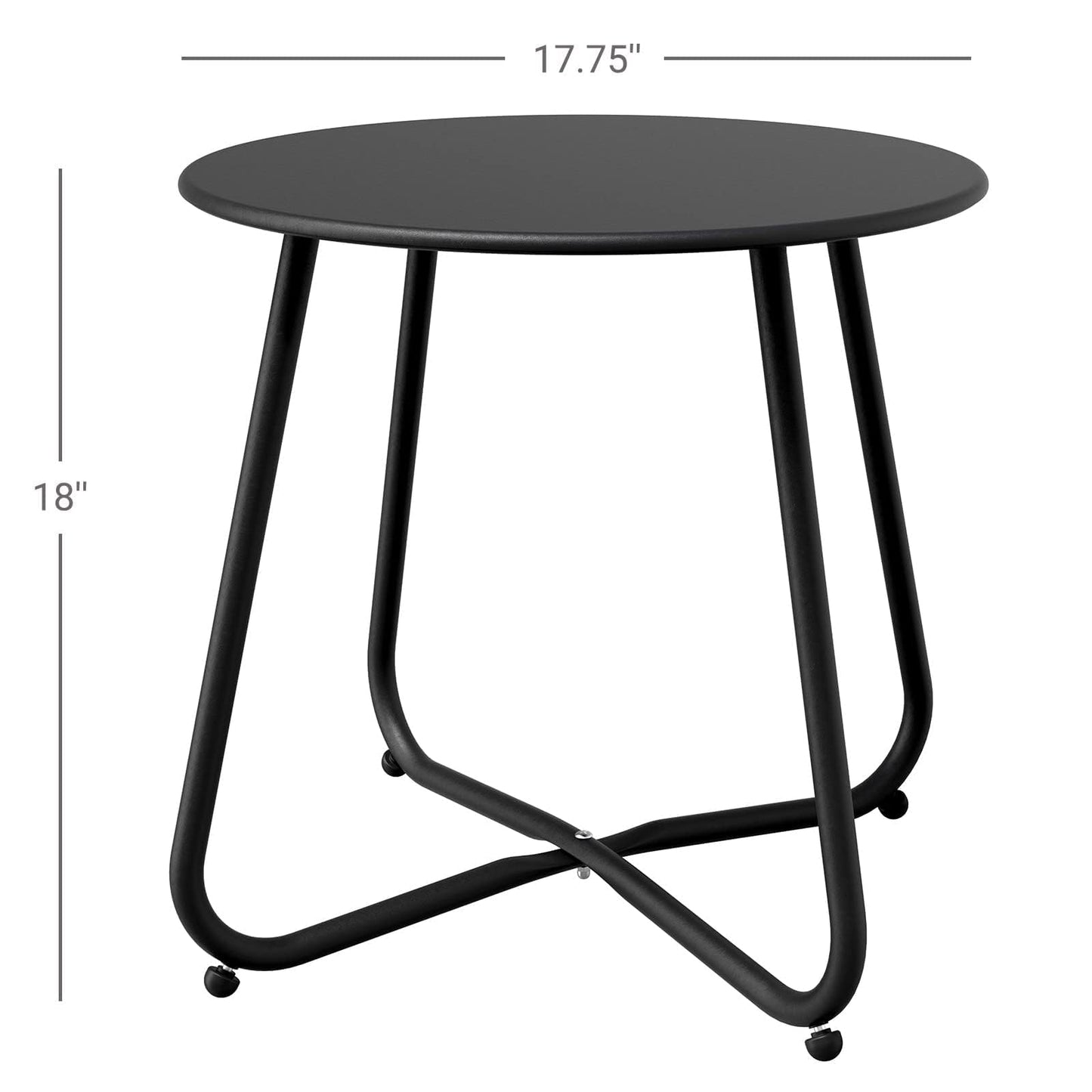 Grand patio Outdoor Side Table, 18-inch Small Round Side Table with Adjustable Feet, Elegant Patio Furniture for Balcony Porch Deck Poolside, Black