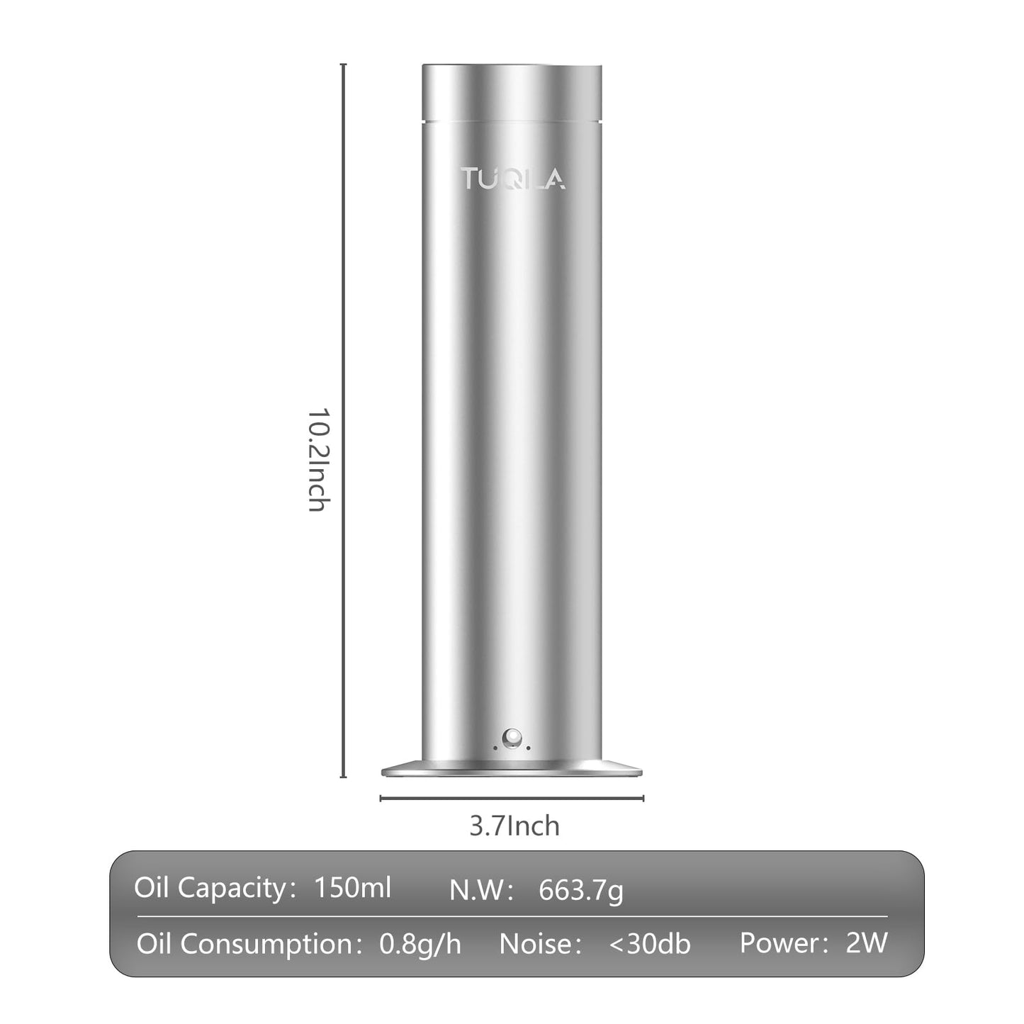 Tuqila Diffuser Smart Scent Essential Oil, Waterless Cold Air Aroma Scent Diffusion, APP Control 150ML Up to 1500Sq.Ft Coverage, Fragrance Aromatheray Oil for Home, Hotel,Office (Silver+20ML My Way)