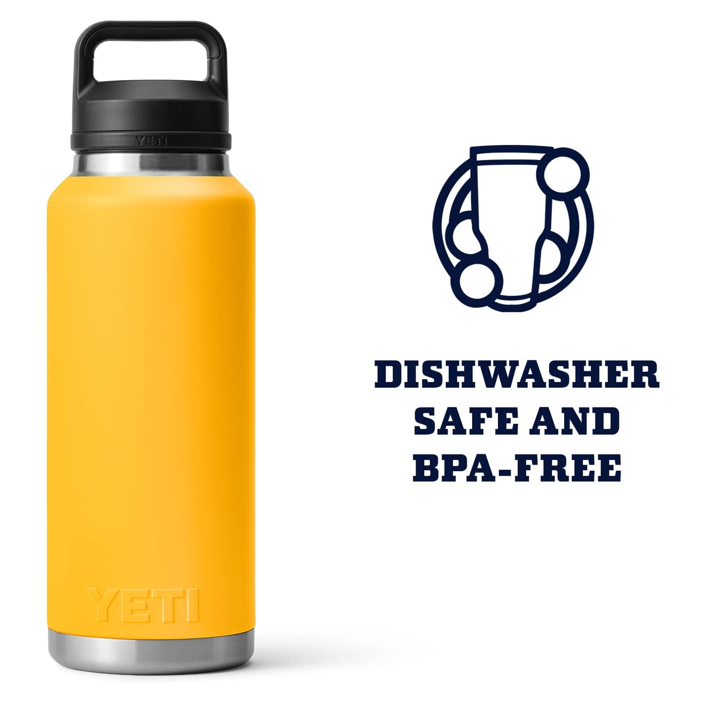 YETI Rambler 46 oz Bottle, Vacuum Insulated, Stainless Steel with Chug Cap, Black