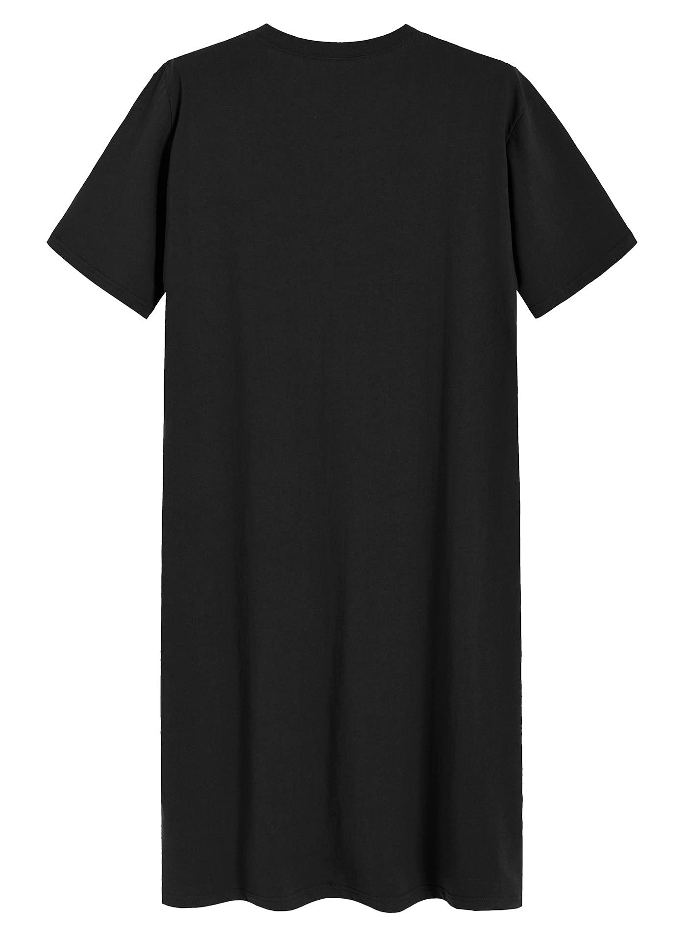 Latuza Men's Cotton Nightshirt Short Sleeves Sleep Shirt Nightgown, Black, X-Large