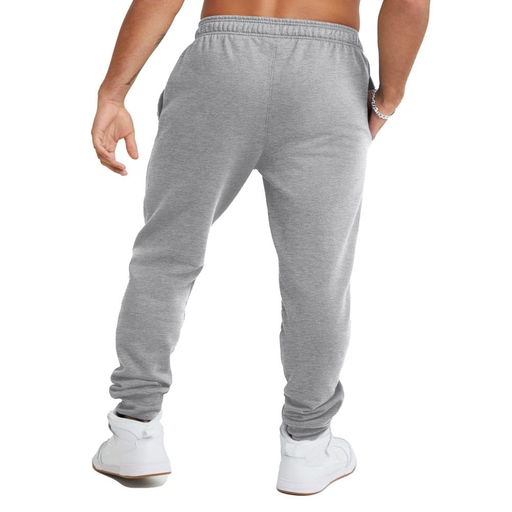 Champion Men's Joggers, Powerblend, Fleece Joggers, Sweatpants for Men (Reg. or Big & Tall), Oxford Gray - Classic Script Logo, X-Large