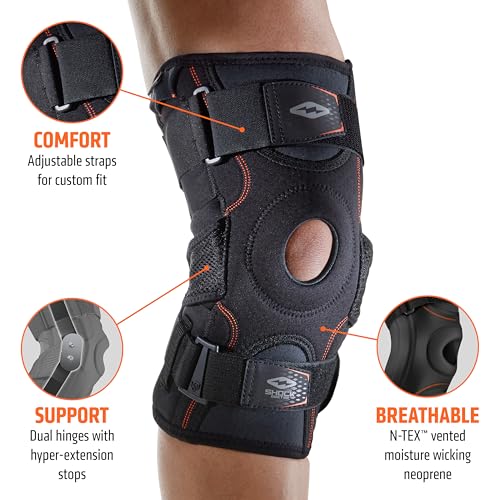 Shock Doctor Knee Support with Dual Hinges, Black, Medium