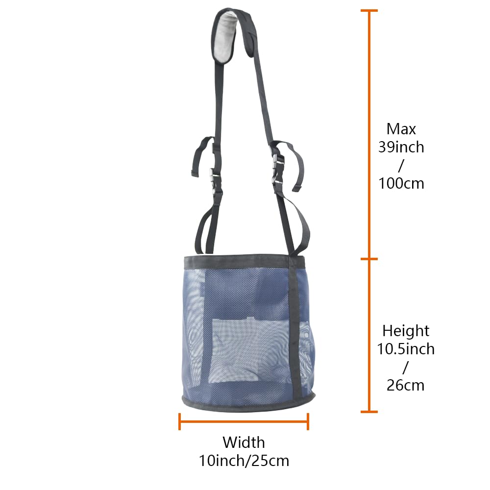 Kaulhp 2PCS Horse Feed Bag,Heavy Duty Nylon Mesh Grain Feed Bag with Adjustable Strap,Horse Muzzle Feed Bag with Comfort Neck Pad and Nose Pad (Dark Blue)