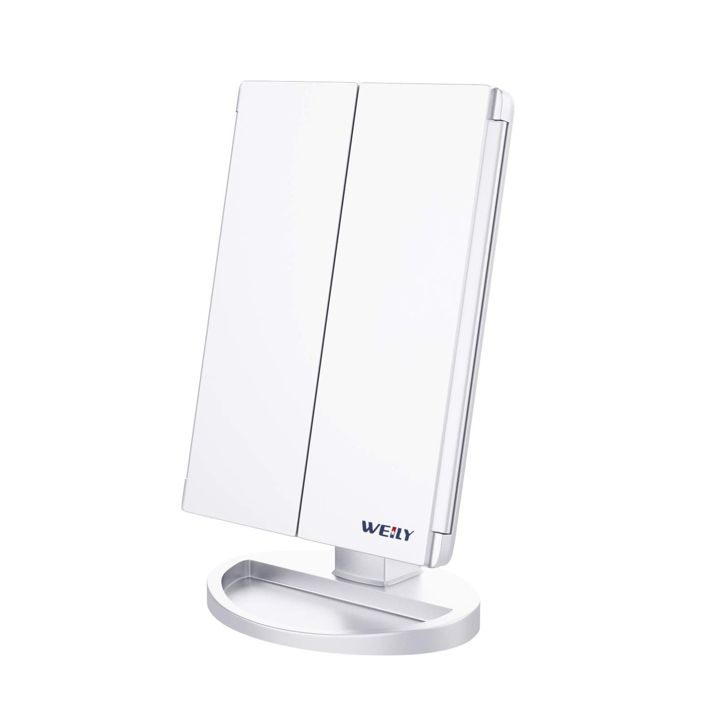 WEILY Vanity Makeup Mirror,1x/2x/3x Tri-Fold Makeup Mirror with 21 LED Lights and Adjustable Touch Screen Lighted Mirror Dressing Mirrors for Women(White)