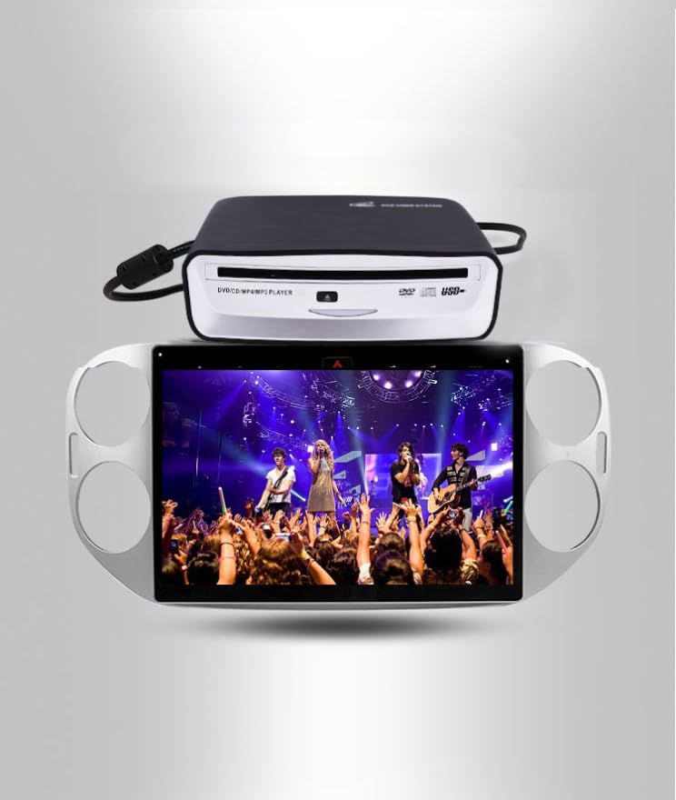 Car External Universal CD Player USB External Car Slot-Load CD Player Compatible with Android Navigation (Android Version 4.4 and Above)/PC/TV-Plug and Play