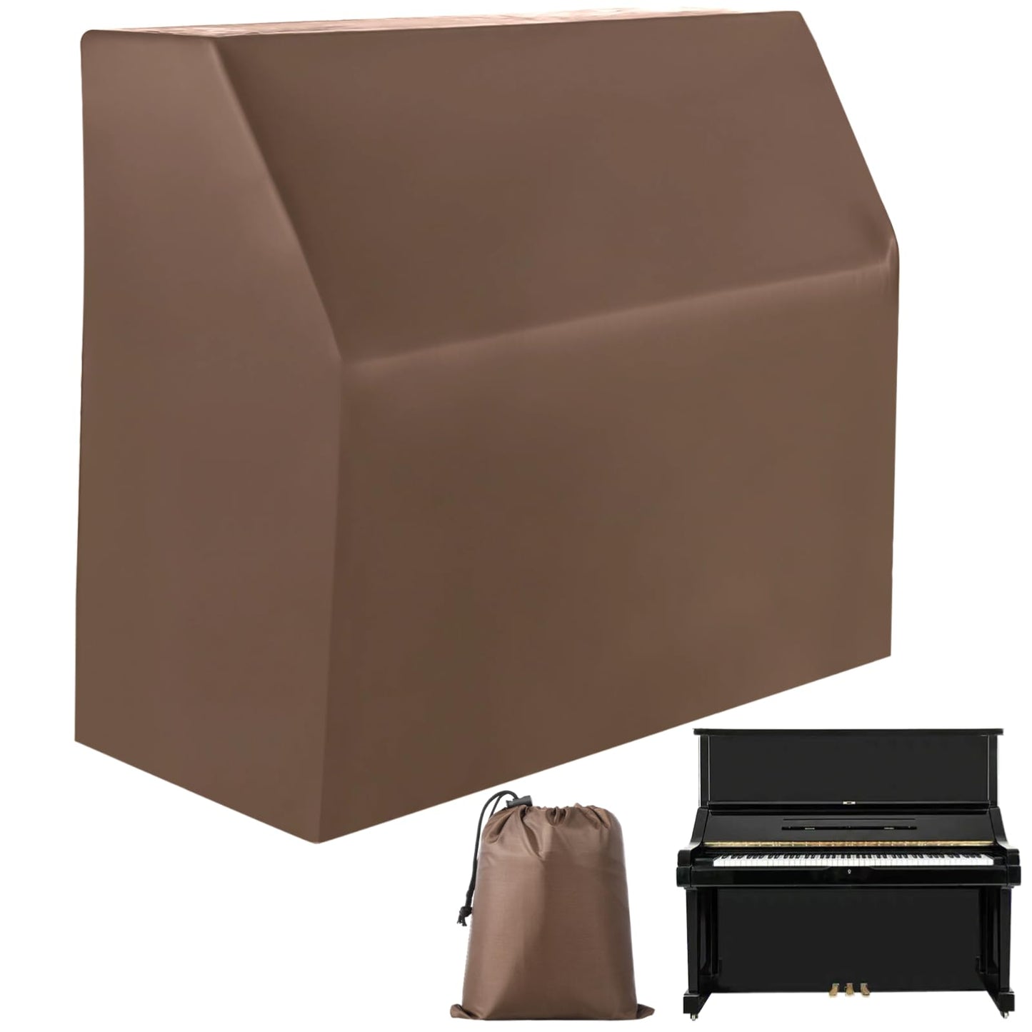Upright Piano Cover, Piano Full Cover Dustproof Waterproof, Silver-coated Oxford Fabric Piano Protective,Block Sunlight, Moisture, Dust (Coffee)