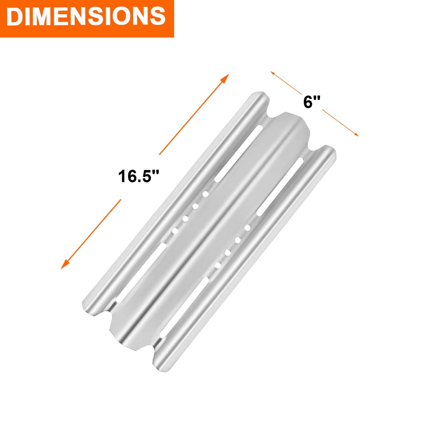 BBQ Future Sear Plate Heat Shield Replacement Parts for Napoleon BBQ Part LEX 485 605 730 Series Gas Grill Stainless Steel Heat Shield Plates Flame Tamer Burners Cover, 16 1/2 x 6 inch, 4 Pack