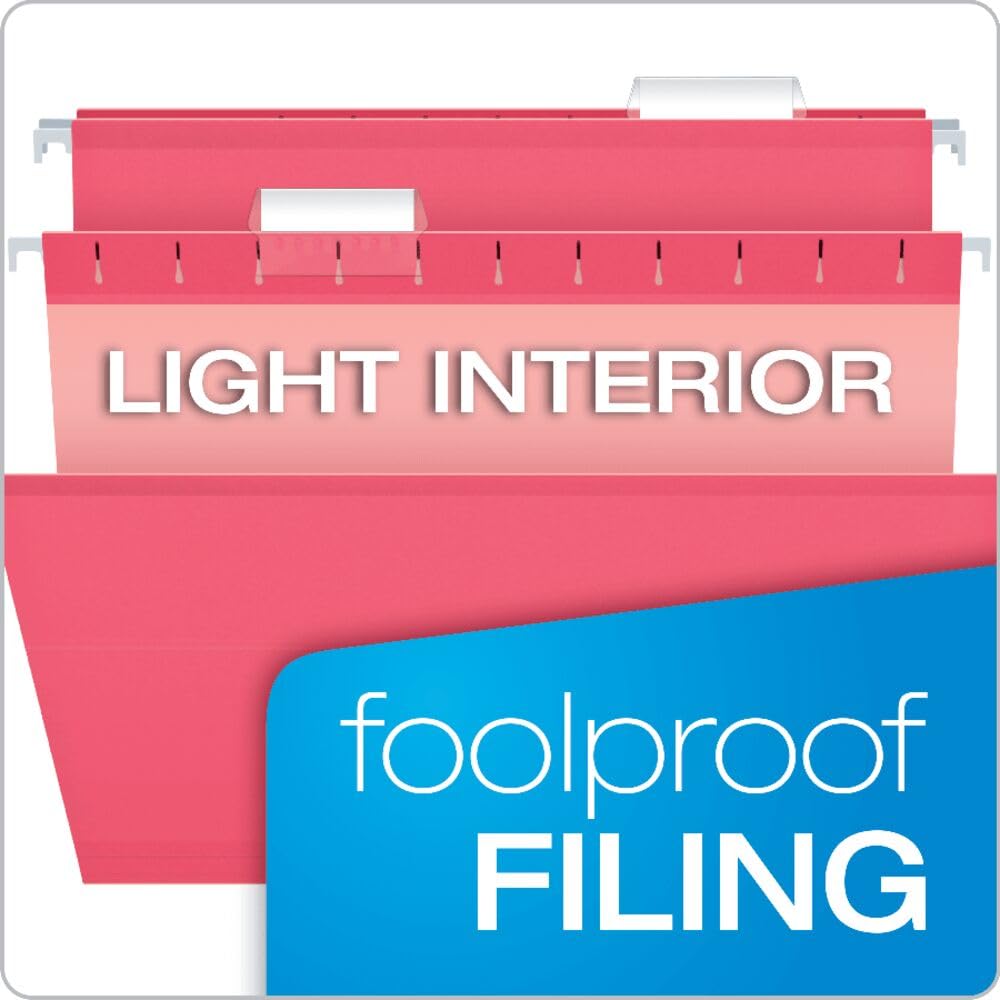 Pendaflex Hanging File Folders, Reinforced Legal Size, Soft Pink, 25-Pack, Polylaminate Reinforced Edges, Pre-Printed Tab Positions, for Durable & Organized Filing