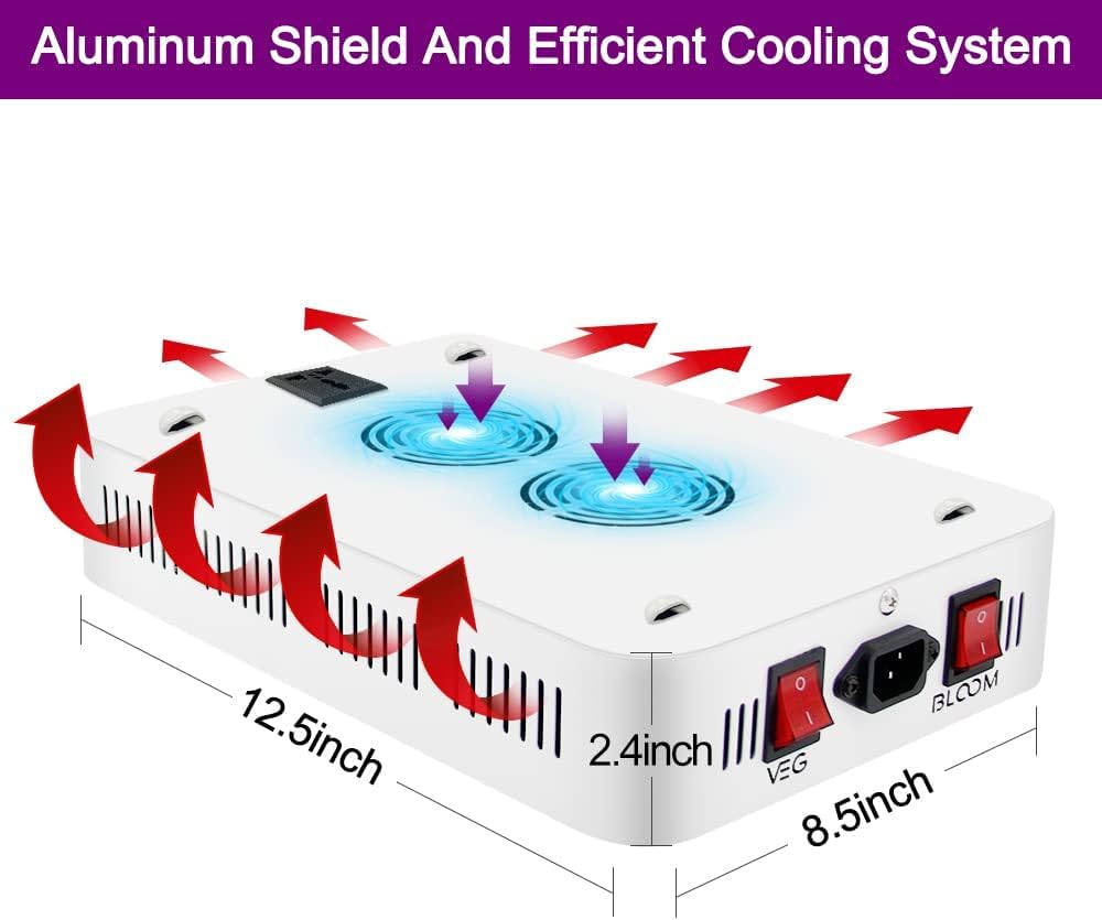 LED Grow Light, Full Spectrum Daisy Chain Function Seedling Veg Bloom Three Modes Growing Lamp for Indoor Plants with Temperature Hygrometer 3.5x3.5/4.5x4.5ft (3F1000)